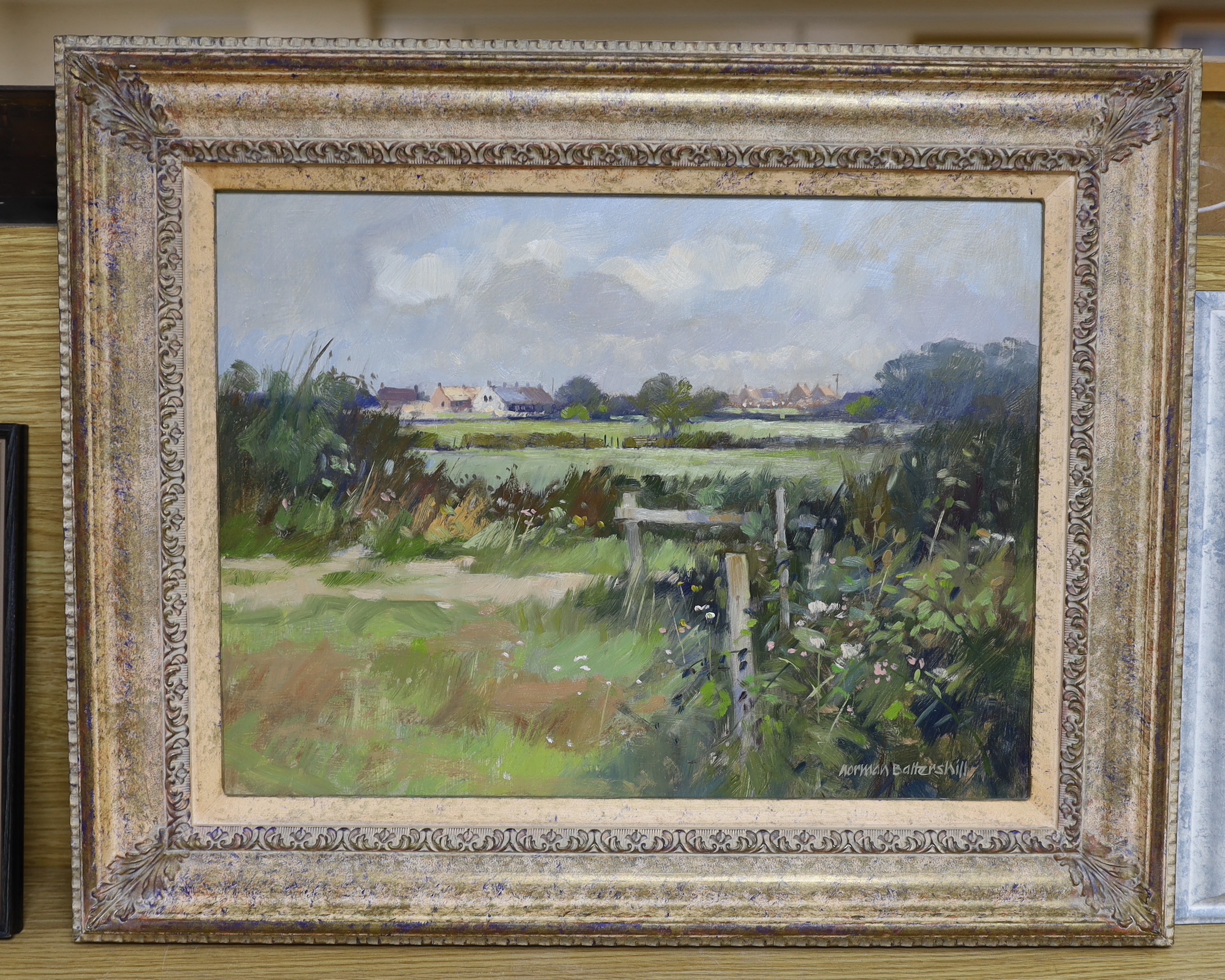 Norman Battershill (b.1922) oil on board, 'Near Sturminster Newton', signed, 39 x 29cm